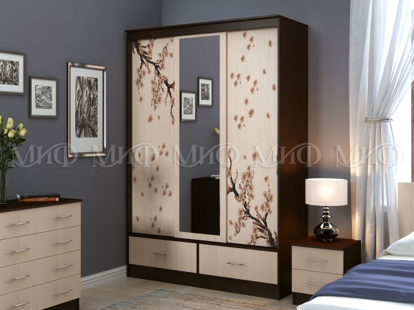 Шкаф-Купе Майа  №1 с Зеркалом Венге/Белфорт (Ш-1500 х В-2216 х Г-576 мм)