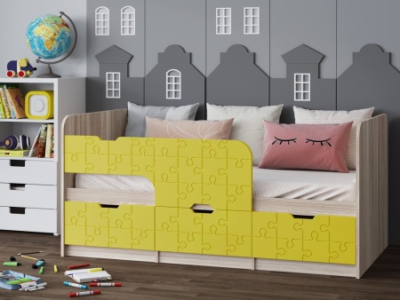 Детская Кровать Юнга-9 МДФ (Ш-800 x В-850 x Д-1632/1833 мм)/Разные Цвета